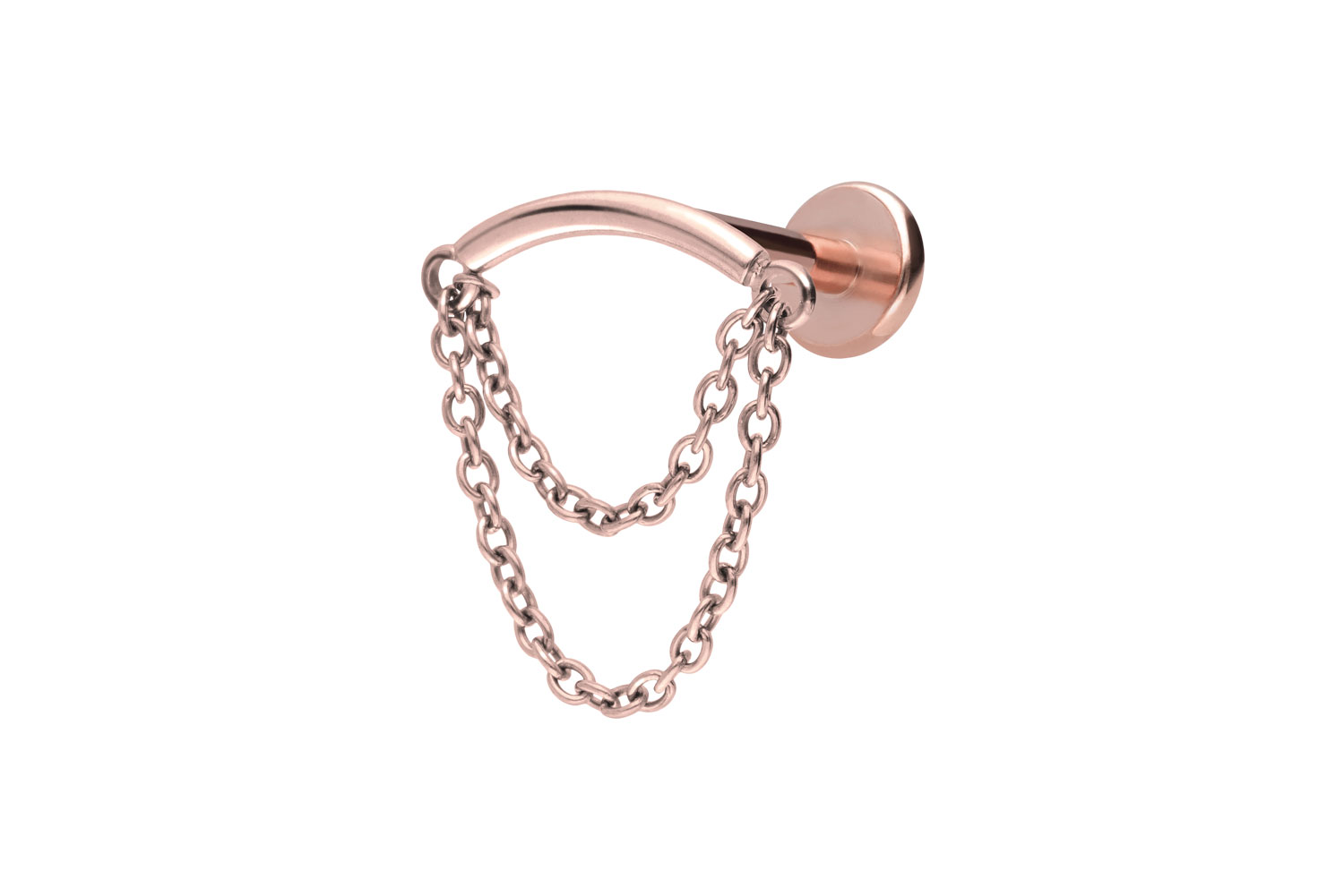 Titan Labret Piercing mit Innengewinde BOGEN + 2 KETTEN